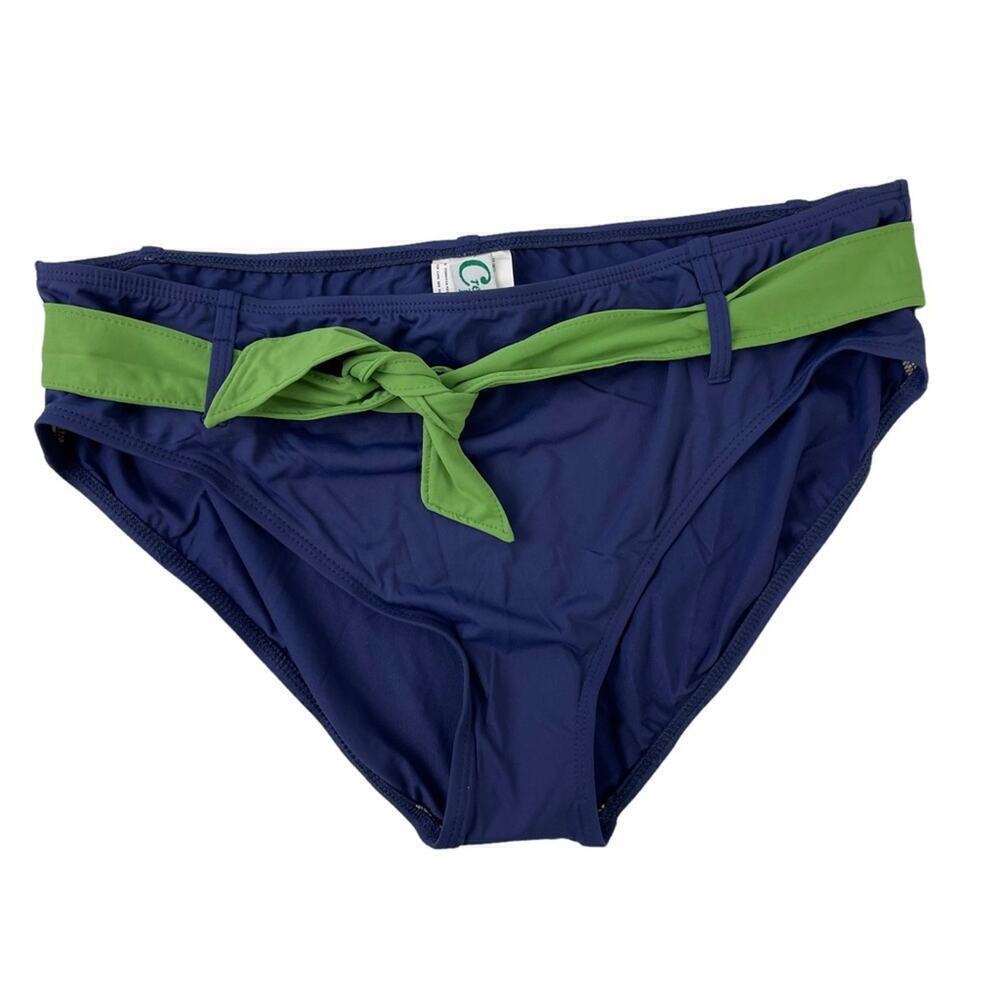 NWT LL Bean Crescent Beach Blue and Green Belted Bikini Bottom Size 16